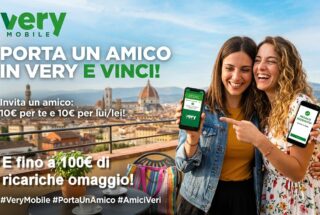 Porta un amico in Very e ricevi fino a 10€ ri ricarica omaggio