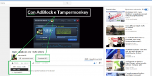 YouTube senza pubblicità, con AdBlock e Tampermonkey attivi