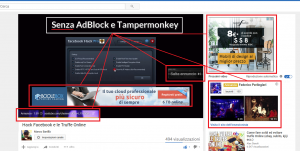 YouTube con AdBlock e Tampermonkey disattiivati